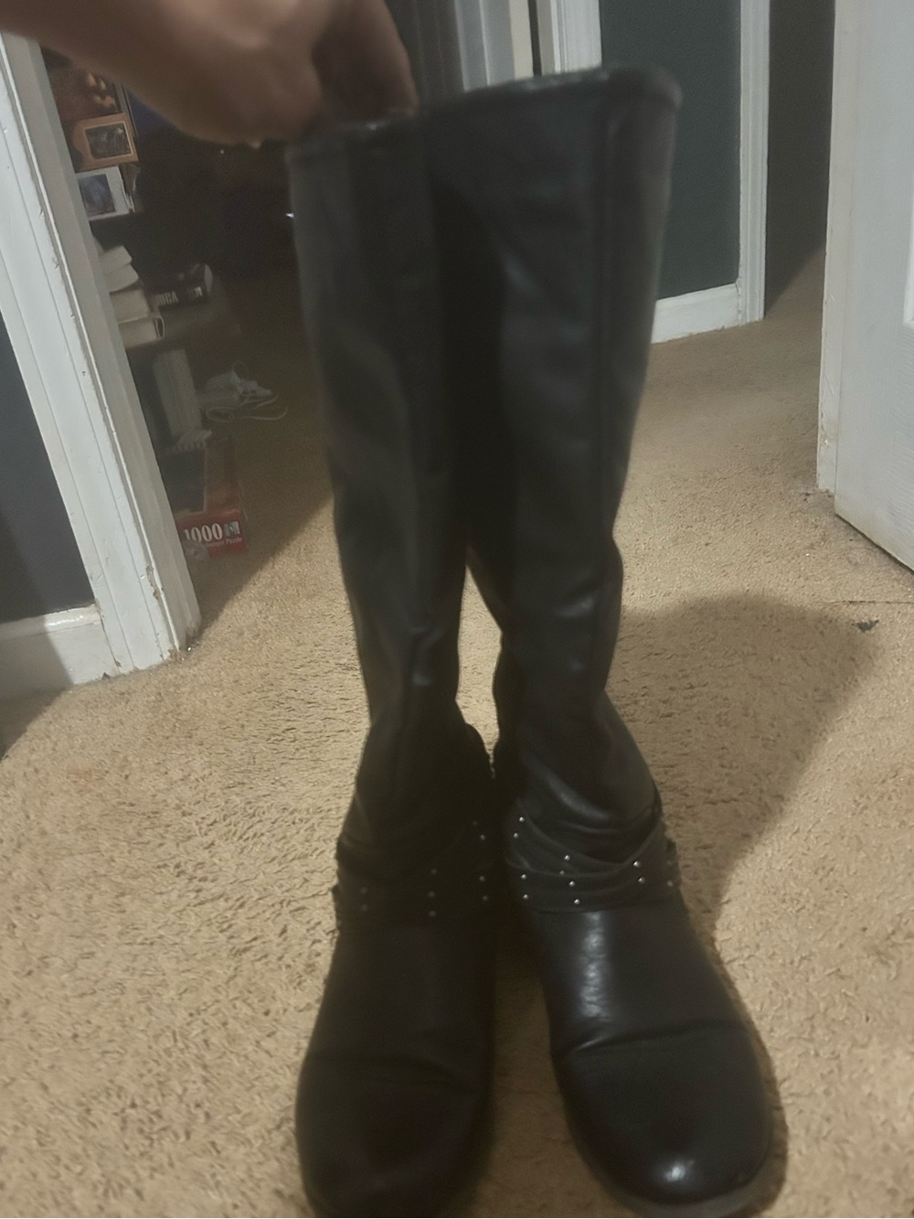 Black Tall Women’s Moto Boots - Classic Leather Style